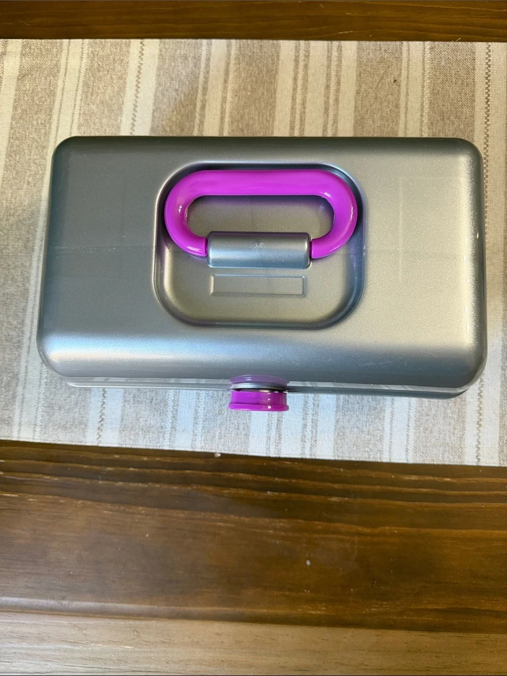 Caboodles Silver Makeup Case with Pink Handle